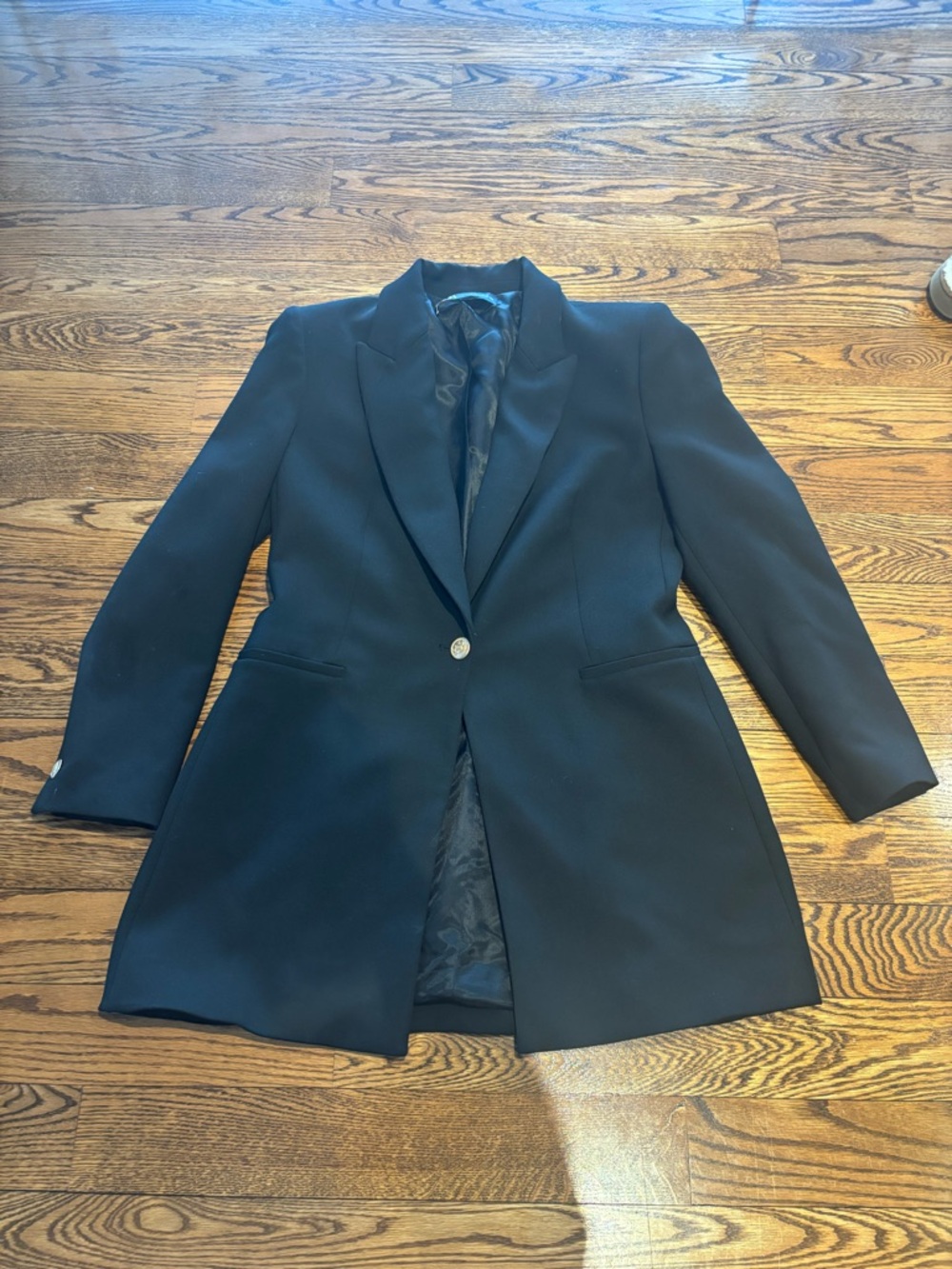 Zara Black Single-Button Tailored Blazer